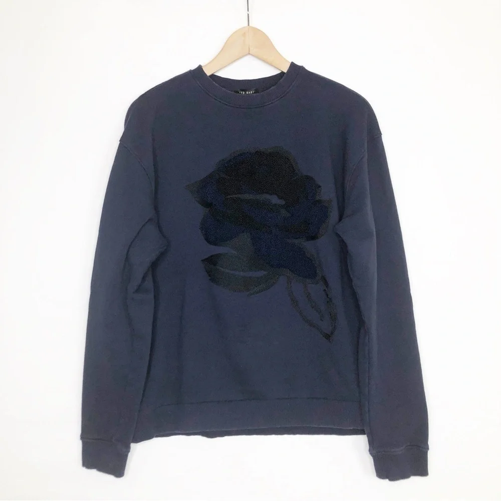 Ted, baker, navy blue graphic, print sweatshirt